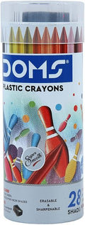 Doms Plastic Crayon 28 Shades Round Tin