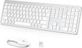 iClever GK08 Wireless USB Keyboard and Mouse Set - Type-C Rechargeable Wireless Keyboard Ergonomic Full Size Design with N...