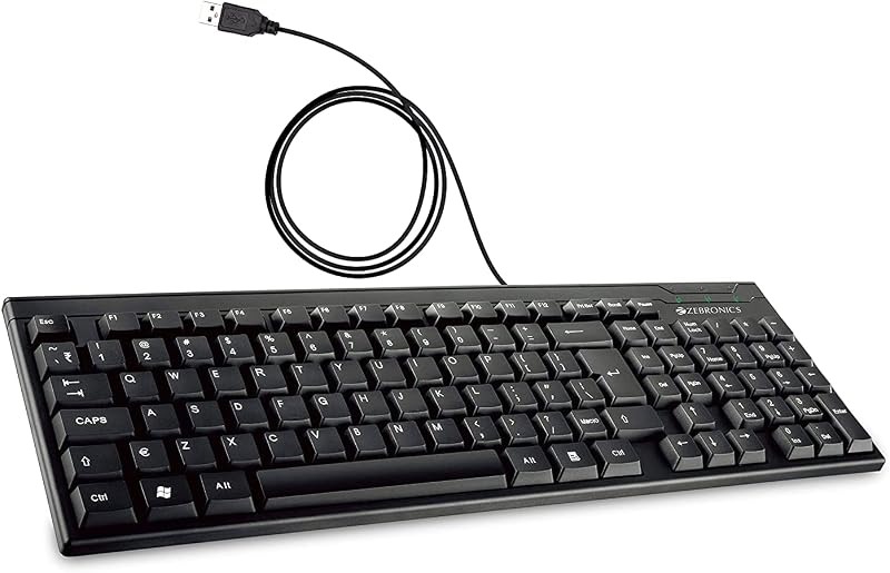 ZEBRONICS Zeb- K35 USB Wired Keyboard with Rupee Key,Spill-Proof and Slim Design (Black)