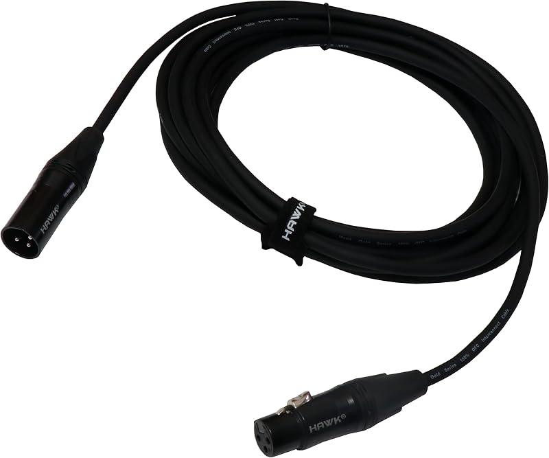 Hawk Proaudio SXFG010 Gold Series XLR Male to Female With Cable Tie for Speaker - 3 Meter (Black)