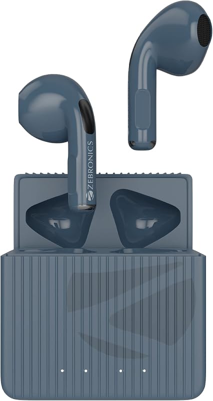 Zebronics Zeb-Sound Bomb 3 TWS In Ear Earbuds with Bluetooth v5.2, up to 12H Backup, Flash Connect, Splash Proof, Voice As...