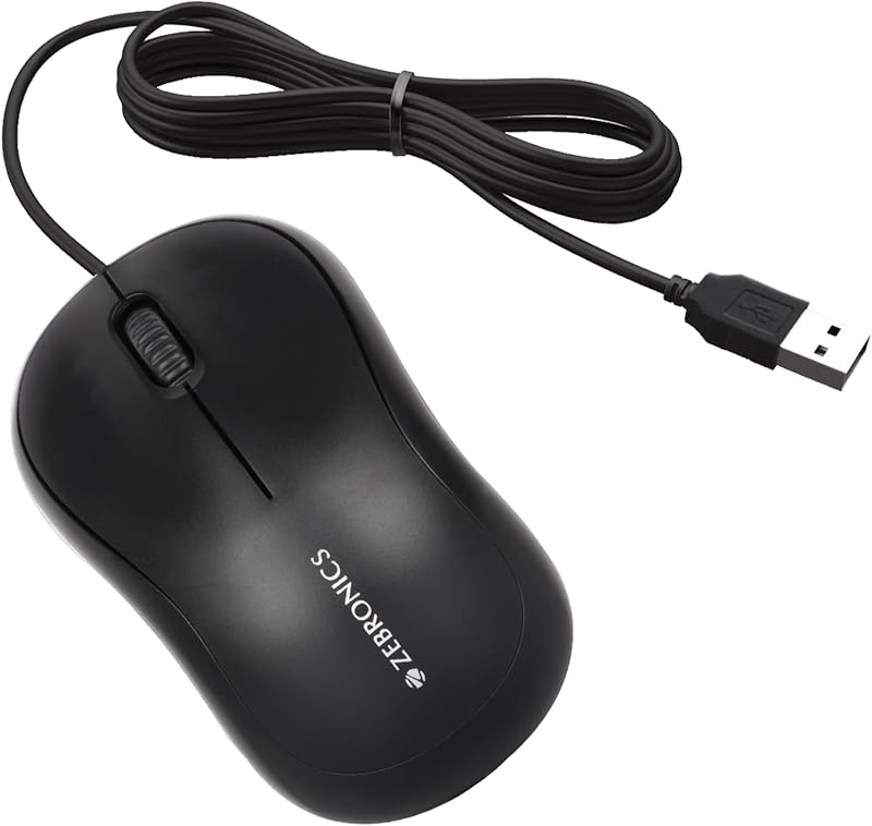 ZEBRONICS Zeb-Comfort Wired USB Mouse, 3-Button, 1000 DPI Optical Sensor, Plug & Play, for Windows/Mac, Black