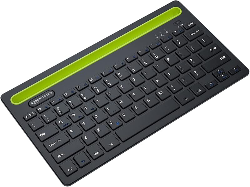 Amazon Basics Wireless Bluetooth Multi-Device Keyboard for Windows, Apple iOS Android Or Chrome, Compact Space-Saving Desi...