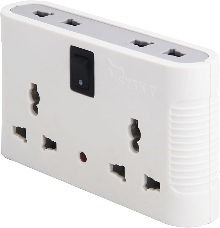 Syska 4 Way Power Plug Adapter (White) (1)