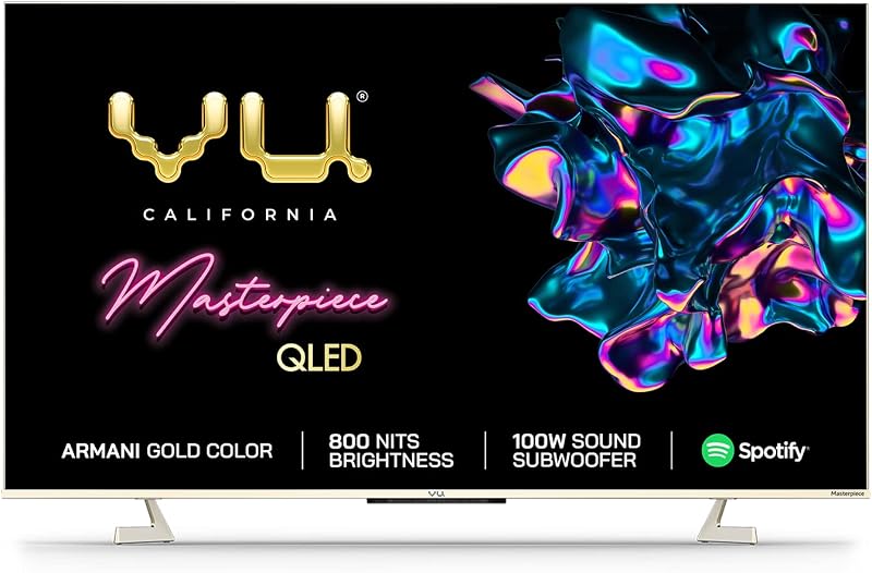 Vu 139 cm (55 inches) The Masterpiece Glo Series 4K Ultra HD Smart Android QLED TV 55QMP (Armani Gold) (2022 Model) | Buil...