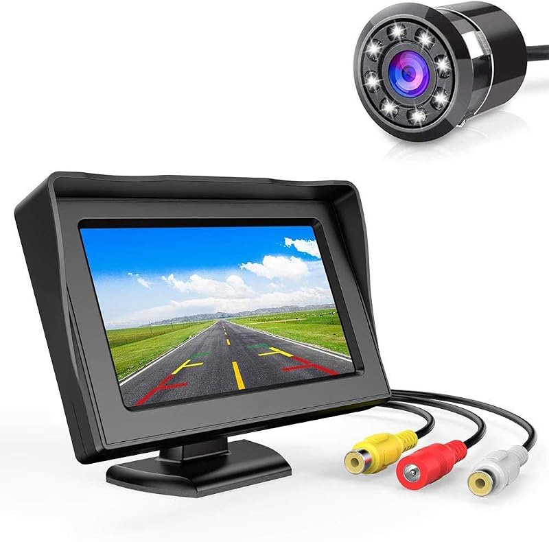 FABTEC 4.3 Dashboard TFT LCD Screen Rear View Monitor with 8 LED Night Vision Car Reverse Camera