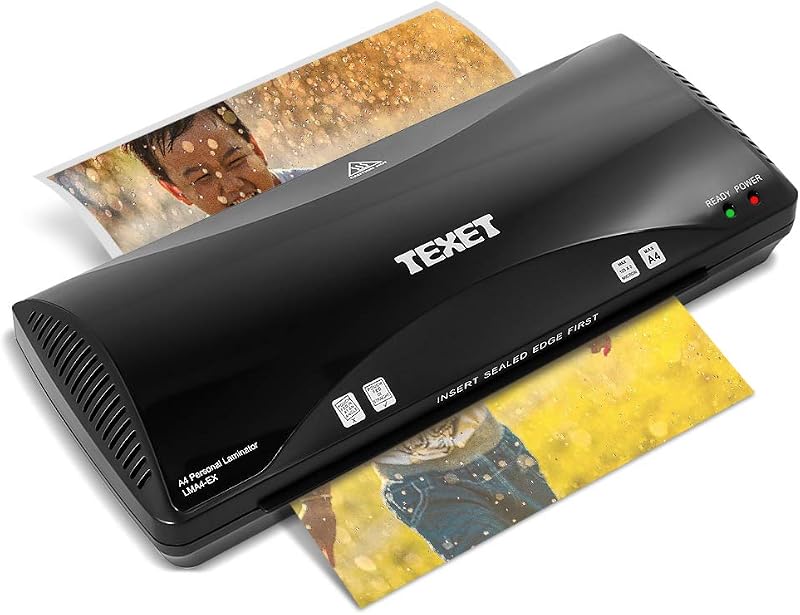 Texet LMA4-EX,A4 Lamination Machine with Jam Release Control,Automatic Portable Laminator, Single Switch Smooth Operations.