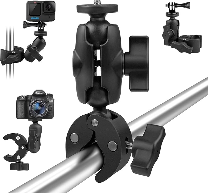 ADOFYS Action Camera and Mobile Universal Aluminium Alloy Mount with Two 360° rotational Angle and with Quick Release clam...
