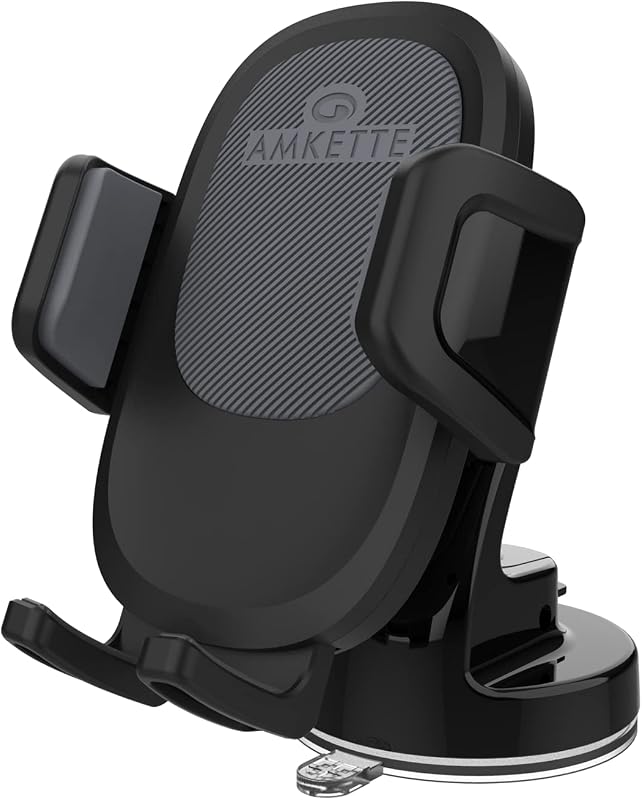 Amkette iGrip Drive Compact Car Phone Holder with Quick Release Function | Strong and Durable | Silicone Base Clamp | Stic...