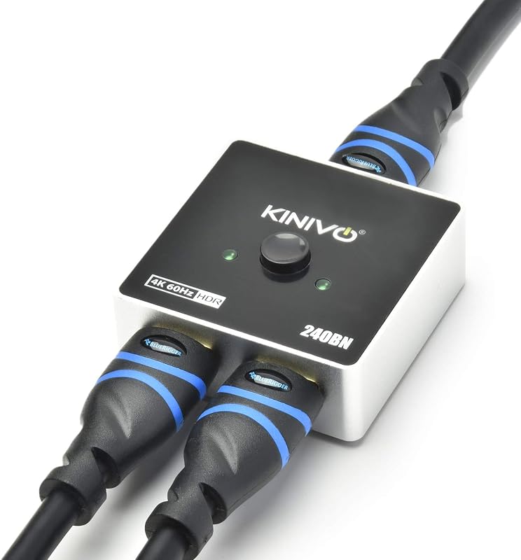 KINIVO Premium 4K HDMI Switch/Splitter HDMI Switcher - Supports 4K @ 60Hz, 3D, Full HD and Ultra HD (240BN - 2 Port)