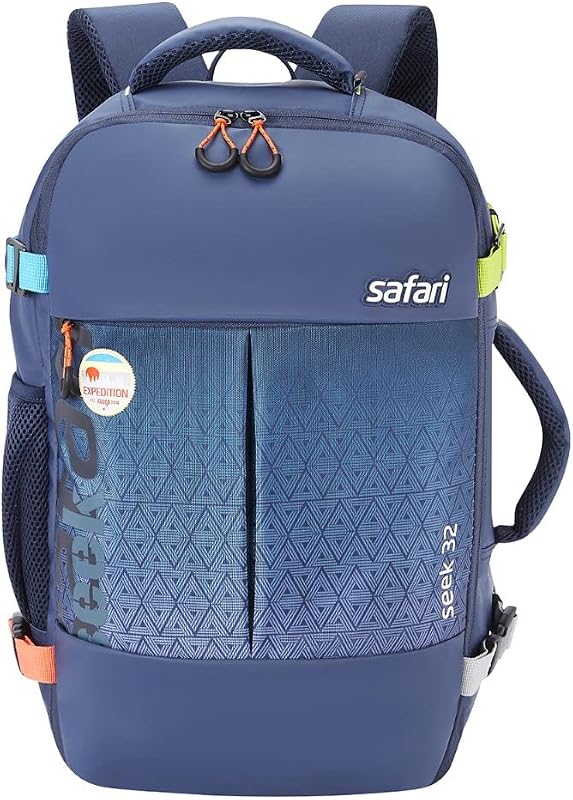 Safari Seek 32 Ltrs Overnighter Travel Laptop Backpack (Blue), Water Resistant Spacious Bag for Travelling and Camping, Al...
