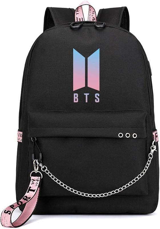 Fancyku Kpop BTS Bangtan Boys Casual Backpack Daypack Laptop Bag School Bag Bookbag Shoulder Bag with USB Charging Port(Bl...