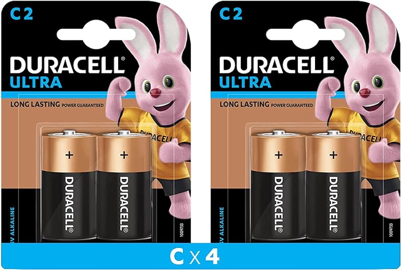 Duracell Ultra Alkaline C Battery, 4 Pcs