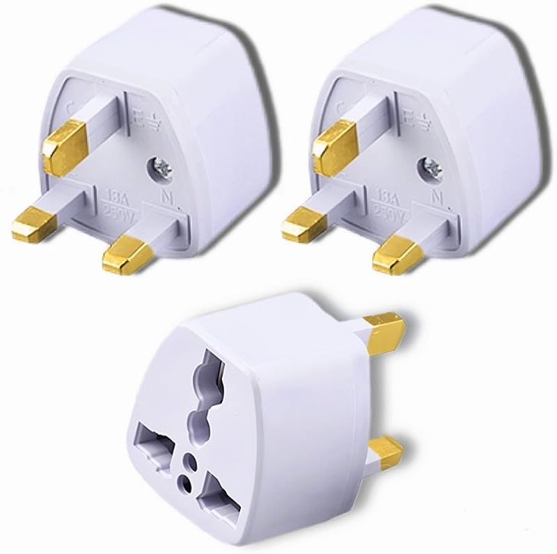 KAVANA (3 pcs) Type G, Universal Flat Pin 3Pin Travel Power Plug Converter Adapter Compatible in UK Countries, England, Sc...
