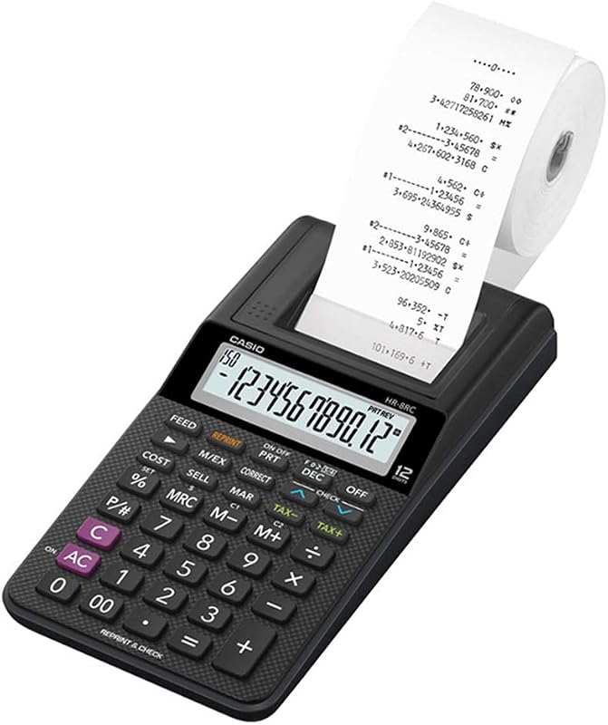Casio HR-8RC-BK 150 Steps Check & Correct Printing Calculator with Reprint Feature
