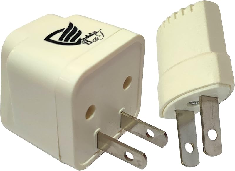 Vadda Bai Universal Adapter 2 Pin India to USA, Japan, Canada, Philippines & More Travel Conversion Plug (Pack of 2) White