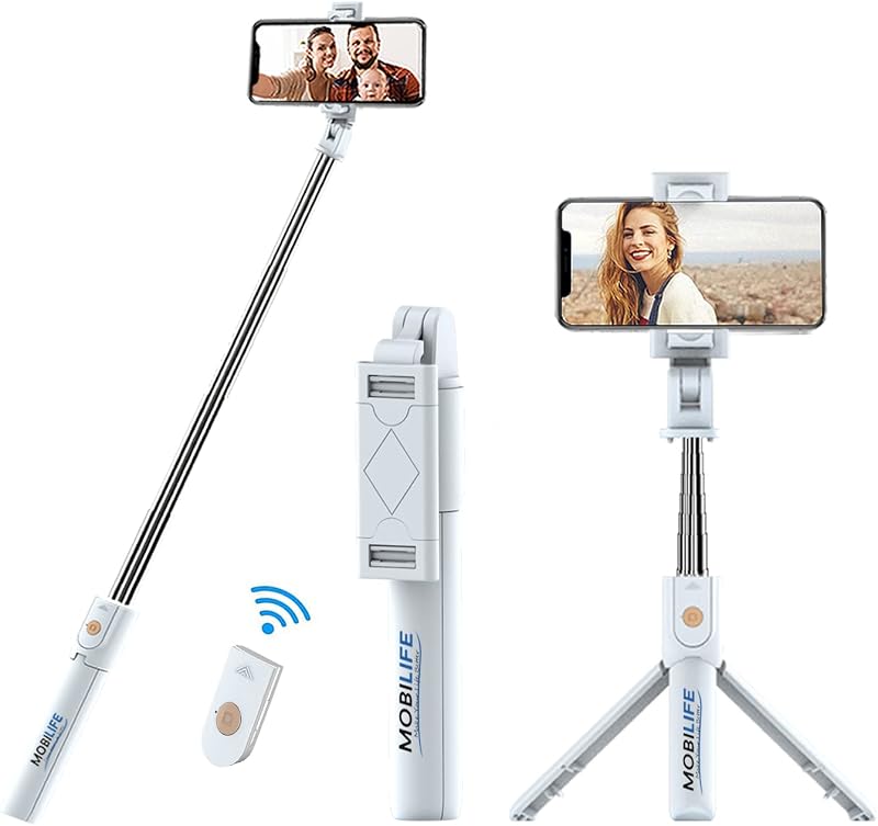 Mobilife Bluetooth Extendable Selfie Stick with Tripod Stand and Wireless Remote,3-in-1 Multifunctional Selfie Stick Tripo...