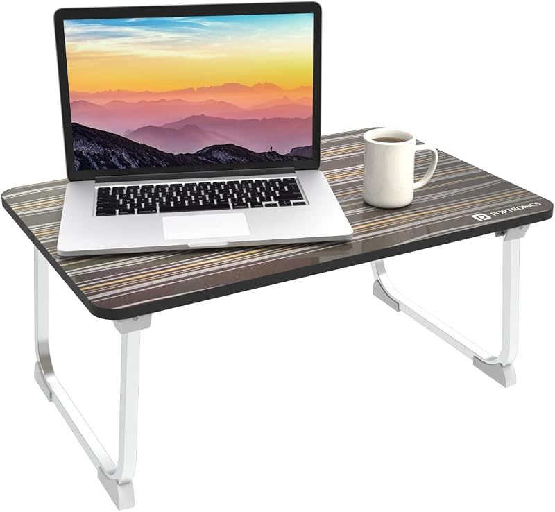 Portronics My Buddy J Portable/Foldable Laptop Table with Laminated MDF Board, Aluminium Legs, Anti-Skid Grip, Supports Up...
