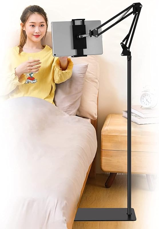 Mobile + Tablet Floor Stand [1 Mobile & 1 Tablet Clip] - SooPii Flexi Neck Tablet Holder Mount with Adjustable Height & St...