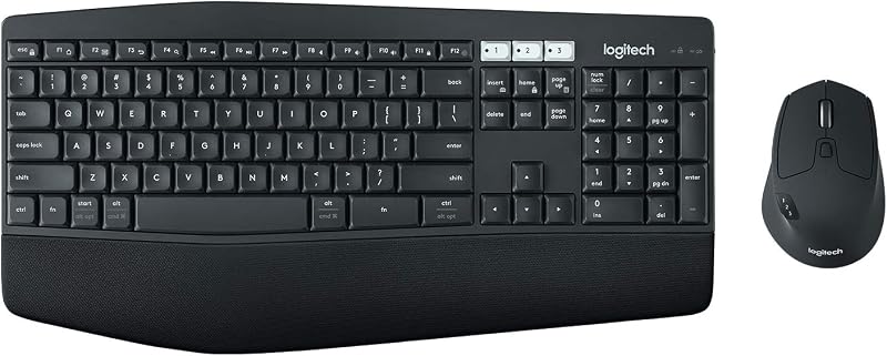 Logitech MK850 Multi-Device Wireless Keyboard and Mouse Combo, 2.4GHz Wireless & Bluetooth, Curved Keyframe , 12 Programma...