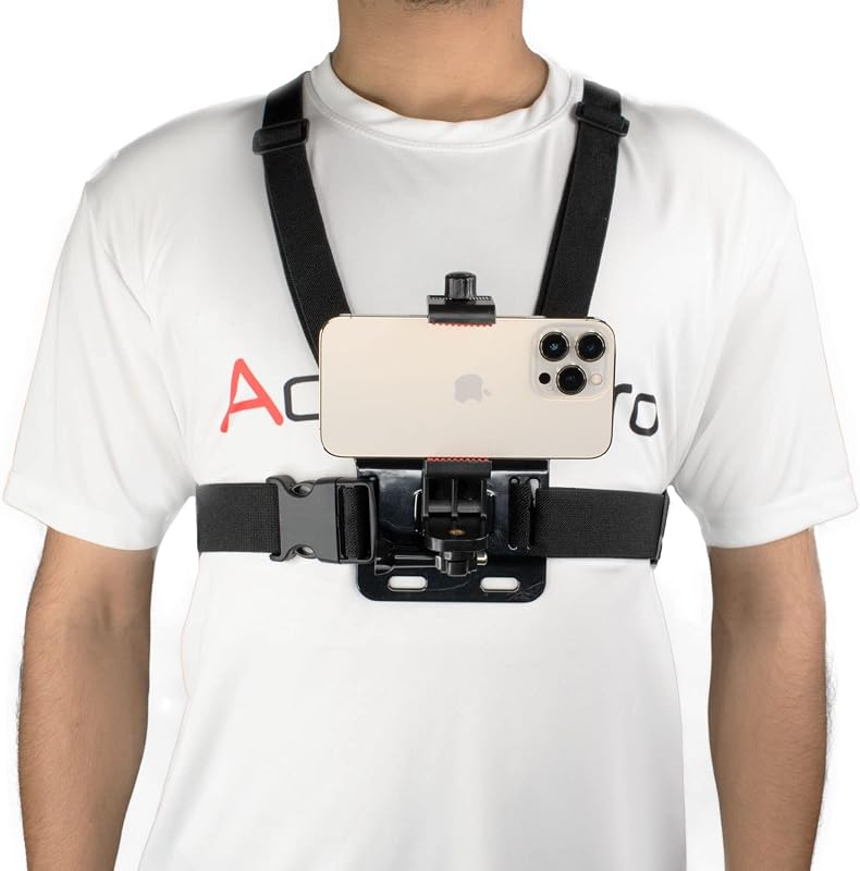 Action Pro Adjustable Chest Harness Strap Mount Phone Holder J Hook Quick Conversion Block Head Adapter Long Thumb Screw C...