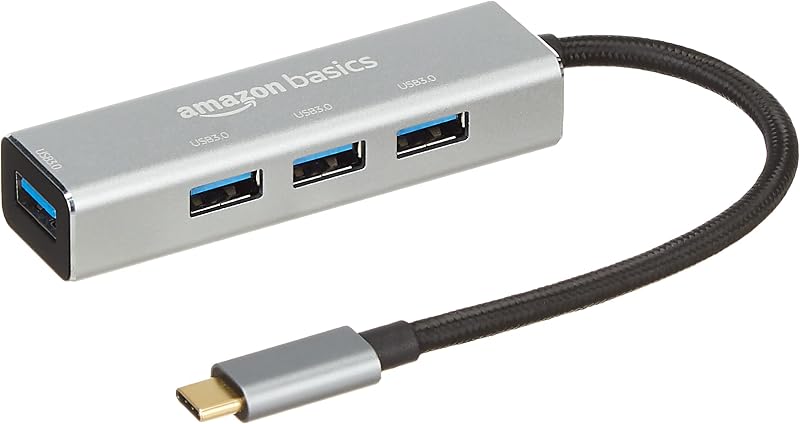Amazon Basics 4 Port Superspeed USB 3.0 Hub (Grey)