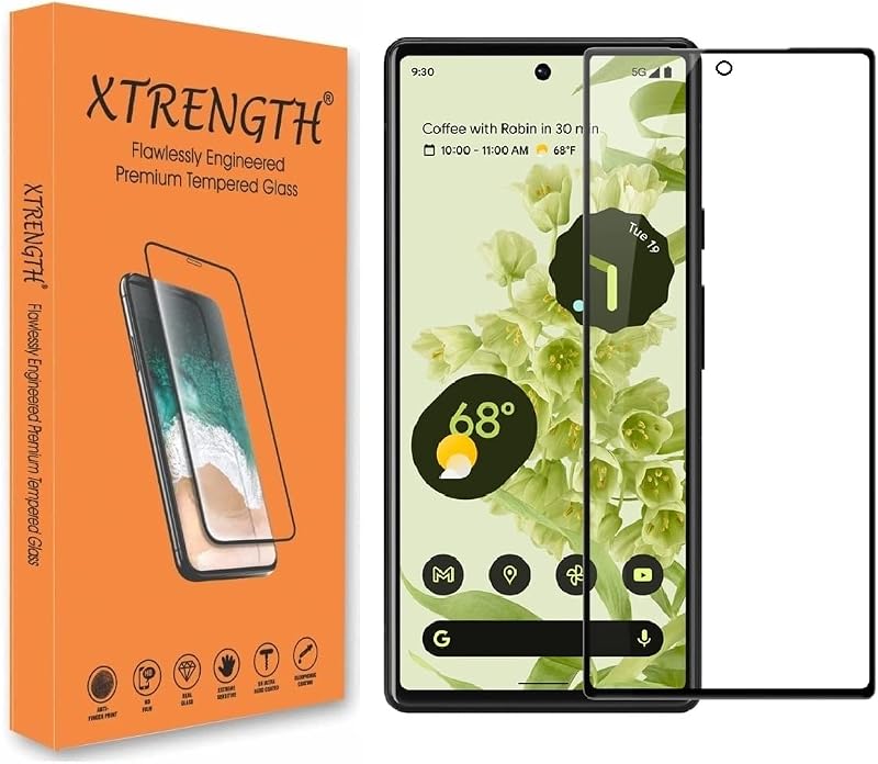 XTRENGTH Advanced HD+ Full Glue Tempered Glass Screen Protector designed for Google Pixel 6 (6.4") - Edge to Edge Full Scr...