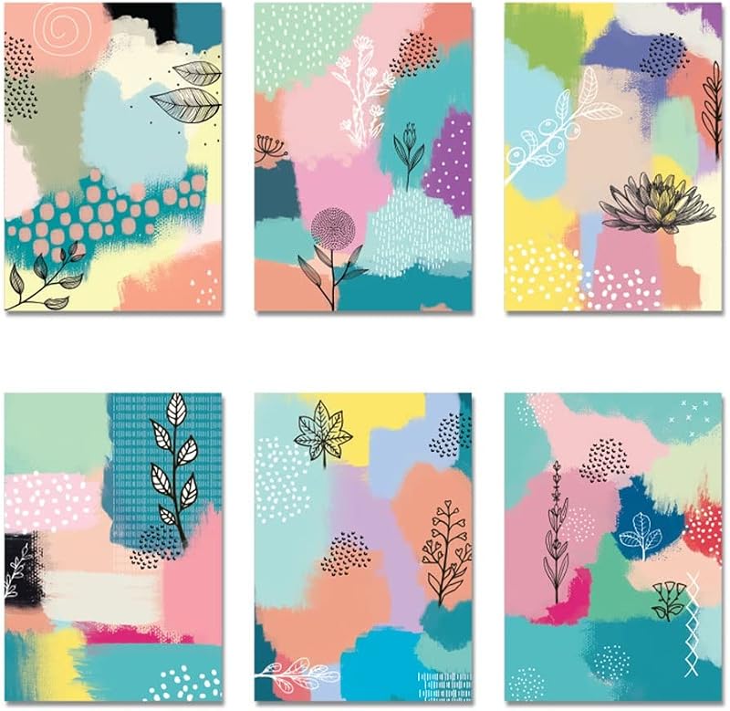 DOODLE Set of 12 Blank Notecards with Envelopes (3 Inches x 4.25 Inches) Greeting Cards, Thank You Card (Floral Fuse)