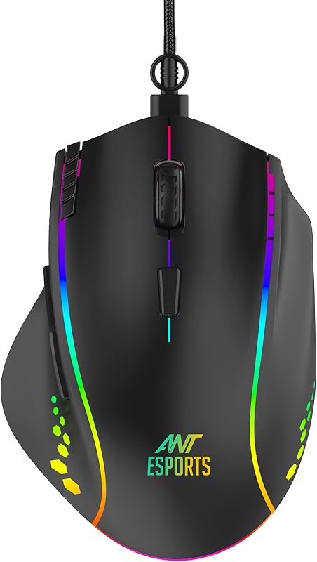 Ant Esports USB GM600 RGB Wired Programmable Gaming Mouse 6 DPI Sensitivity Level Adjustments up to 7200 DPI Equipped with...