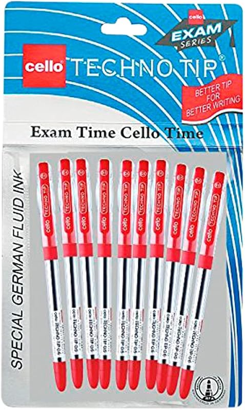 Cello Technotip Ball Pen - Pack of 10 (Red)