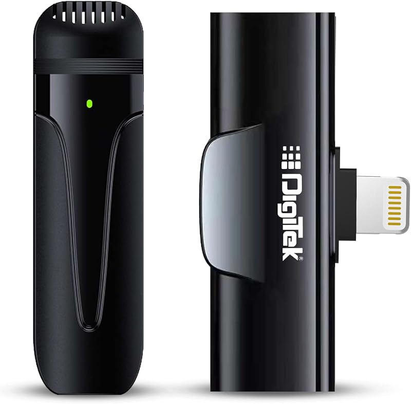DigiTek (DWM-002) Wireless Microphone & Receiver with 8-pin Connector for Noise Cancellation, Fast Charging, Suitable for ...