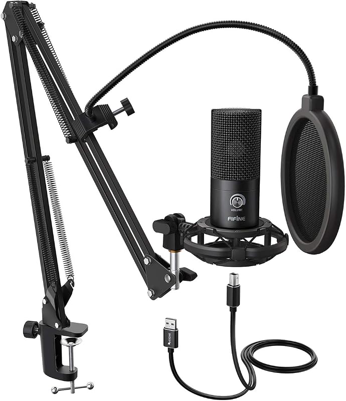 FIFINE T669 Condenser USB Microphone Kit with Adjustable Scissor Arm Stand Shock Mount for PC and MAC Only (Does not Work ...