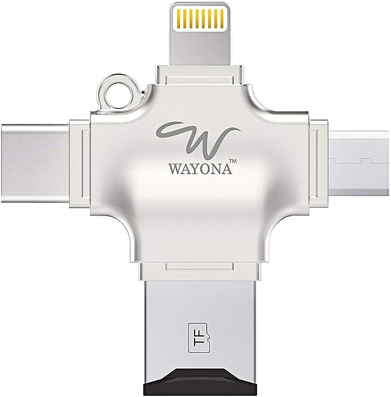 Wayona 4 in 1 OTG Card Reader Four Ports : Lightning + Type C + Micro USB + USB Card Reader - Like Iflash, Idisk for iPhon...