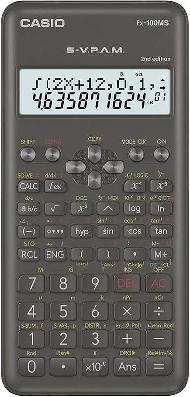 Casio FX-100MS 2nd Gen Non-Programmable Scientific Calculator, 300 Functions and 2-line Display, Black