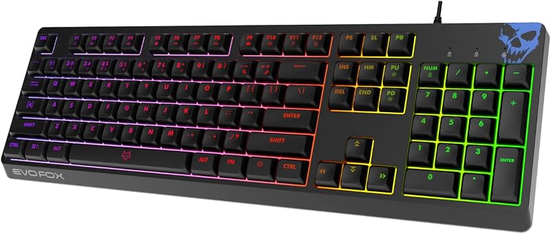EvoFox Deathray RGB Gaming Keyboard, 16 Million True Prism RGB, Backlighting Effects with Custom Setting, Silent Membrane ...