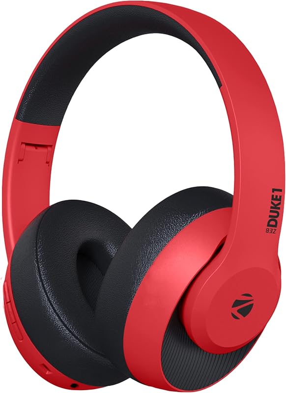 ZEBRONICS Zeb-DUKE1 Bluetooth 5.0 Wireless Over Ear Headphones With Mic, with AUX Port, Call Function, Voice Assistant Sup...