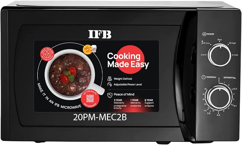 IFB 20 Litre Solo Microwave Oven (20PM-MEC2B, Mechanical Knob,Black)