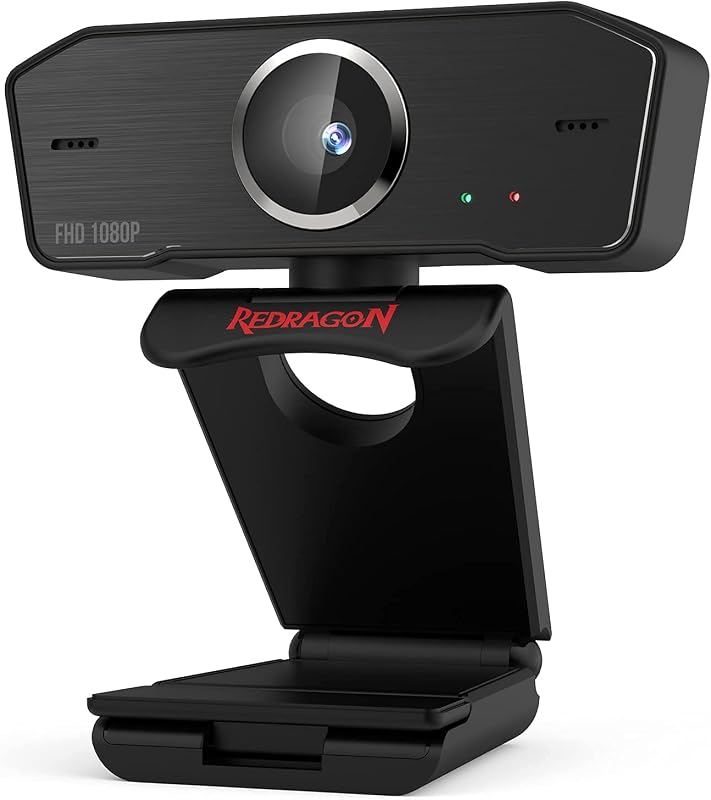 Redragon GW800 1080P Webcam with Built-in Dual Microphone, 360-Degree Rotation - 2.0 USB Skype Computer Web Camera - 30 FP...