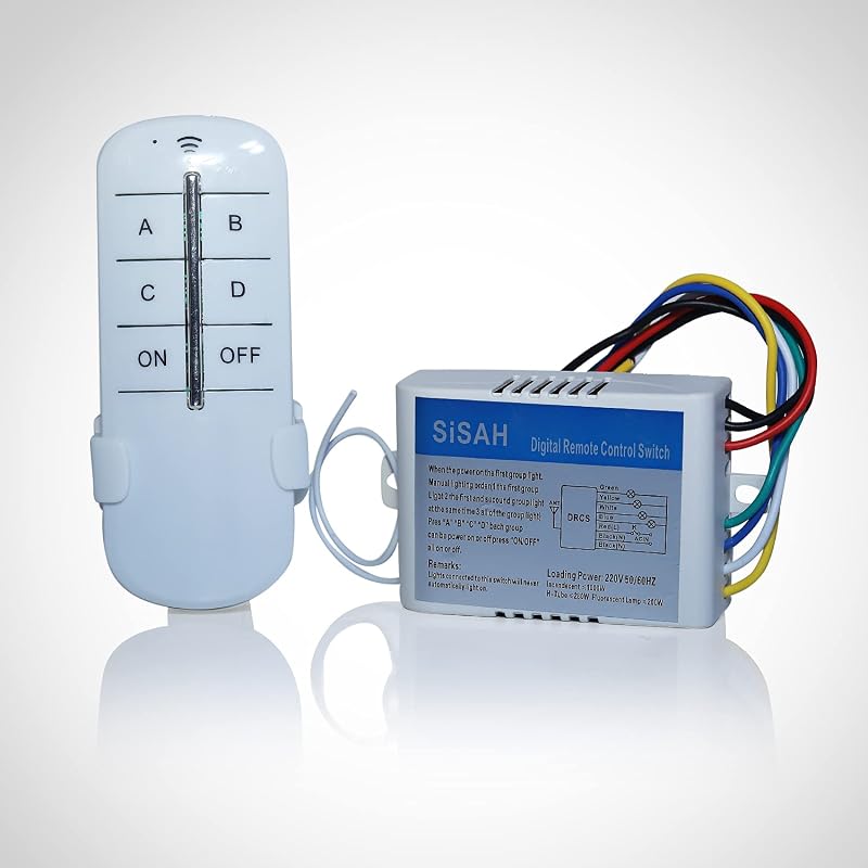 SiSAH 4 Channel 220V Wireless Remote Control Switch