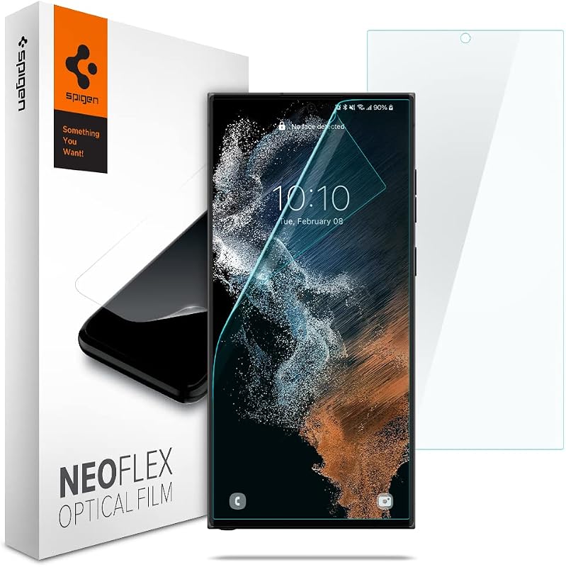 Spigen Screen Protector for Galaxy S22 Ultra (Transparent) Edge To Edge Full Screen Coverage , Pack Of 2