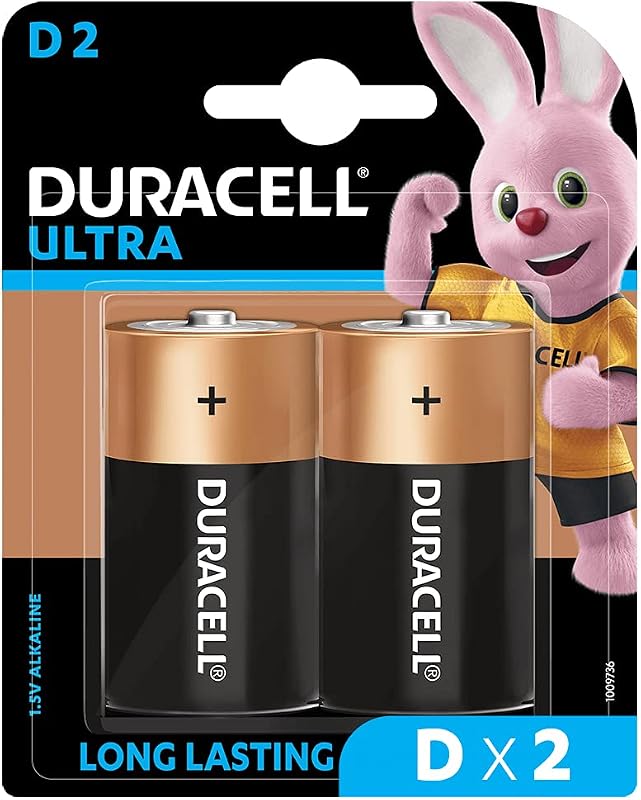 Duracell Ultra Alkaline D Battery, 2 Pcs