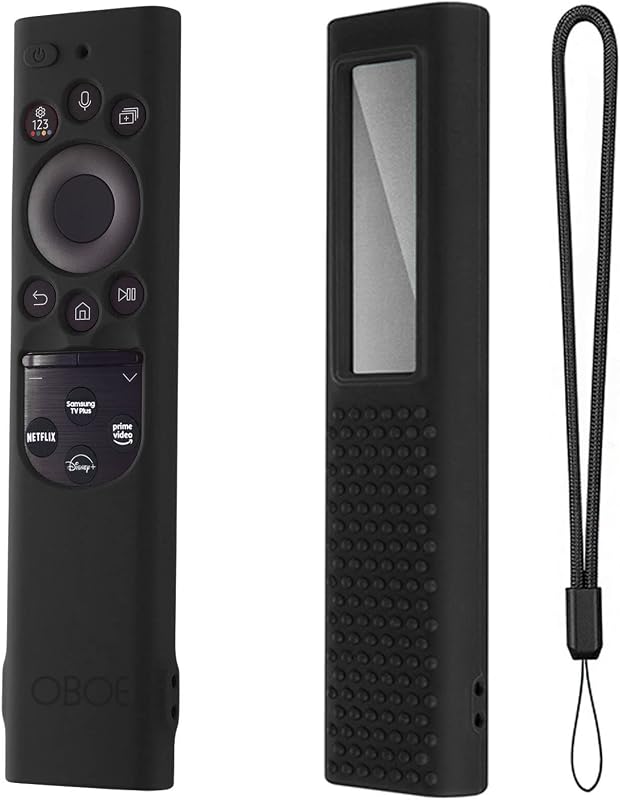 Oboe Silicone TV Remote Cover for 2022 Samsung Smart TV Remote QLED TV BN68-13897A TM2280E Anti-Lost with Remote Loop (Black)