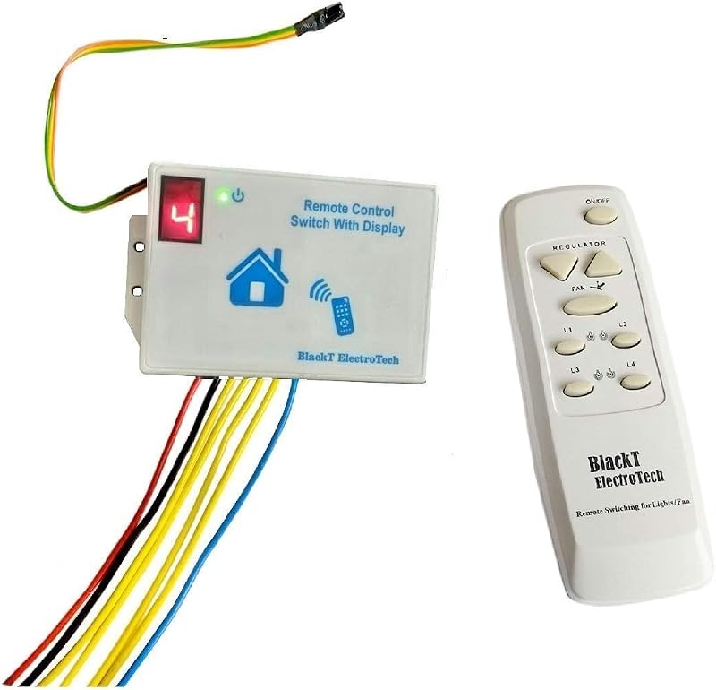 Blackt Electrotech (BT16D) : Wireless Remote Control Switch System for 4 Lights and 1 Fan with Speed Speed Display