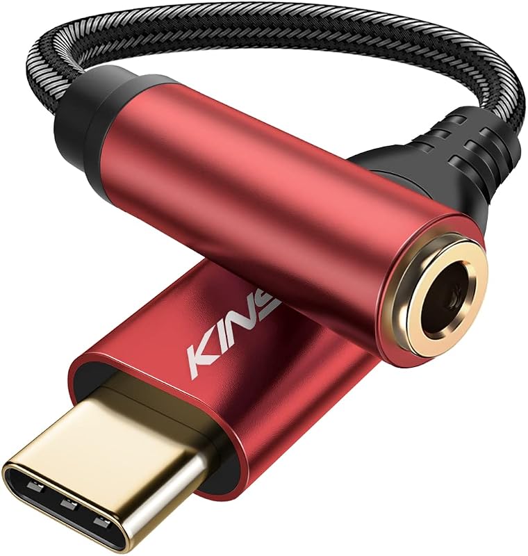 Kinsound Red USB Type C to 3.5mm Audio Jack Earphones Splitter Connector Headphone Converter Adapter with 384khz-32bit Hi-...