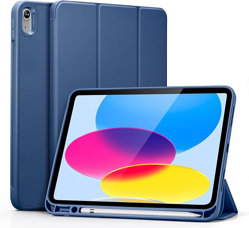 ESR Pencil Case Compatible with iPad 10th Generation (2022, 10.9 inch), Built-in Pencil Holder, Flexible Back Cover, Trifo...