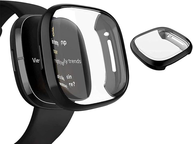 Sounce Screen Protector Compatible with Fitbit Versa 3 / Fitbit Sense Case, Soft TPU Plated Case All-Around Protective Scr...
