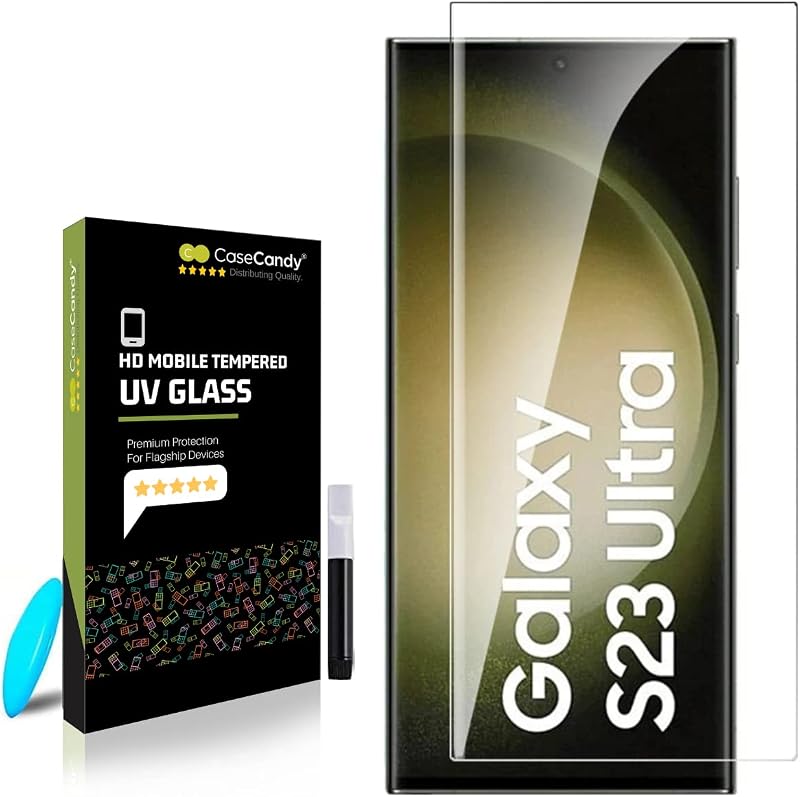 Casecandy ® - Pack 1 – Samsung S23 Ultra Tempered Glass Screen Protector, UV Glass Full Adhesive [Liquid Technology][Finge...