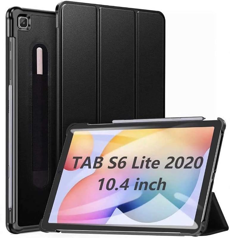 Robustrion Smart Trifold Hard Back Flip Stand Case Cover for Samsung Tab S6 Lite Cover 10.4 inch SM-P610/P615 - Black