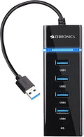 Zebronics 300HB 4 Port USB 3.0 Hub with Hi-Speed Data Transfer, LED Indication, 15cm Cable, Backward Compatible, Multi Dev...