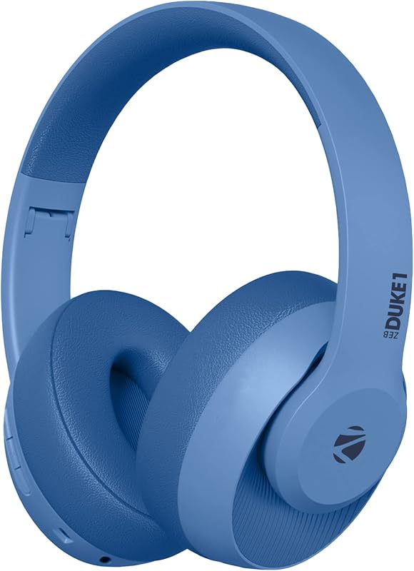 ZEBRONICS Zeb-Duke1 Bluetooth Wireless Over Ear Headphones with Mic (Blue)